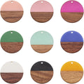 FASHEWELRY 18Pcs Flat Round Wood Resin Earrings Charms 28.5mm Mixed Color Round by FASHEWELRY