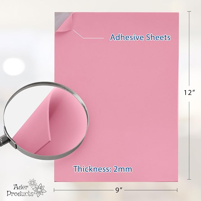 Adhesive Pink EVA Foam Sheets for Crafts, 2mm Thickness – Sticky Back Foam - Image 2
