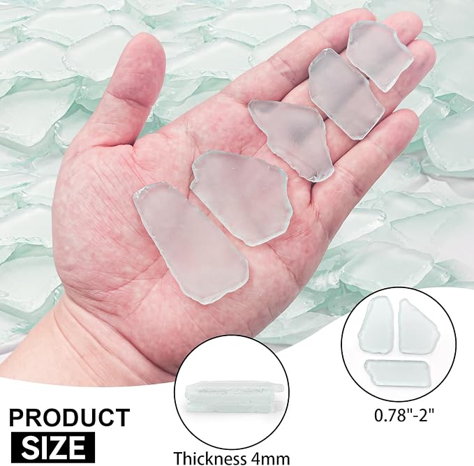 Keedolla Tumbled Sea Glass for Crafts - 40 OZ White Flat Frosted Seaglass - Image 2