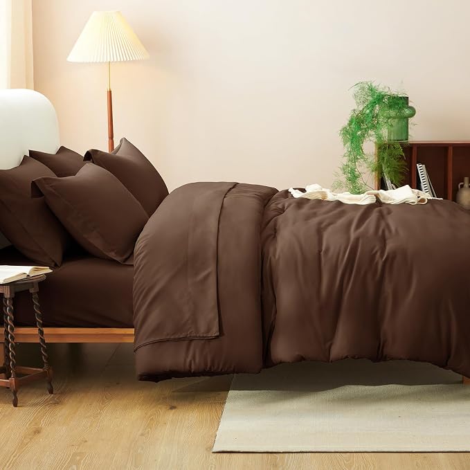 CozyLux Oversized King Comforter Set Brown, 7 Pieces Bed in a Bag Comforter Set - Image 6