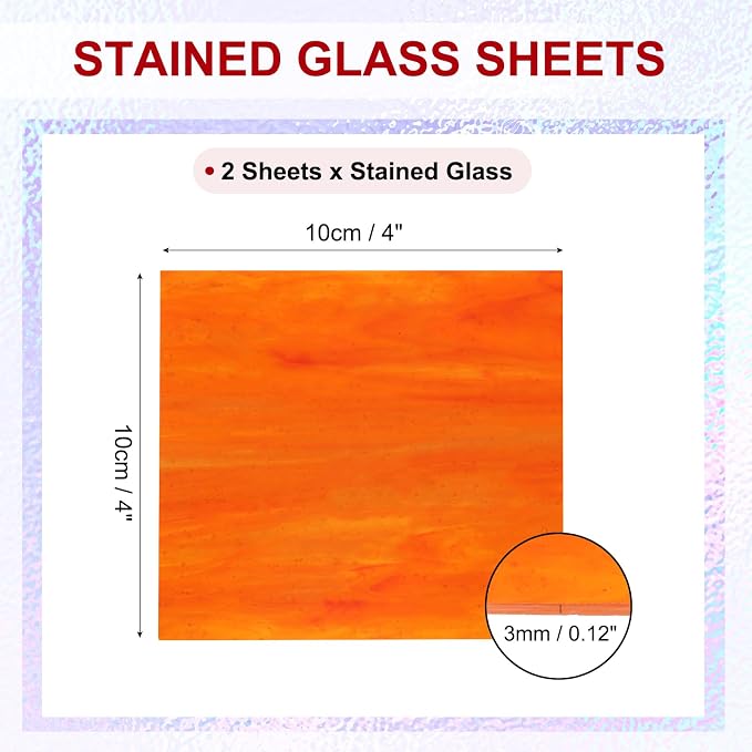 PATIKIL 4 x 4 Inch Transparent Stained Glass Sheets, 2 Sheets Mosaic Glass - Image 2