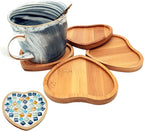 4PCS Mosaic Bamboo Coasters for Crafts, Blank Base Trays, Drinking Cup Coaster by Esweny