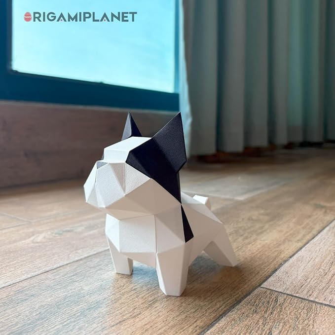 Bulldog 3D Origami Paper Craft Kit, Easy DIY Pre-Cut Puppies Paper Sculpture - Image 5