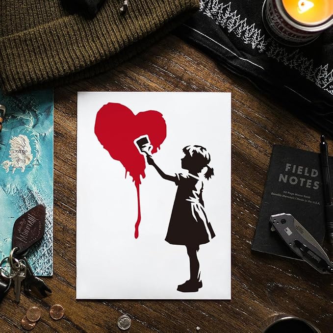 4Pcs Banksy Graffiti Stencils for Painting, Reusable Banksy Girl Boy Stencil - Image 4