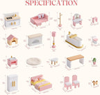 ROBOTIME Wooden Dollhouse Furniture Set, Dollhouse Accessories and Pretend Play - Image 6