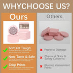 10 Pcs Rubber Stamp Carving Blocks Pink Soft Linoleum Blocks Round 2x2in and - Image 4