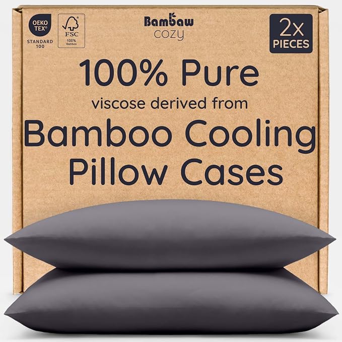 Bambaw 100% Viscose Derived from Bamboo Pillowcases King Size – Set of 2 King by Bambaw