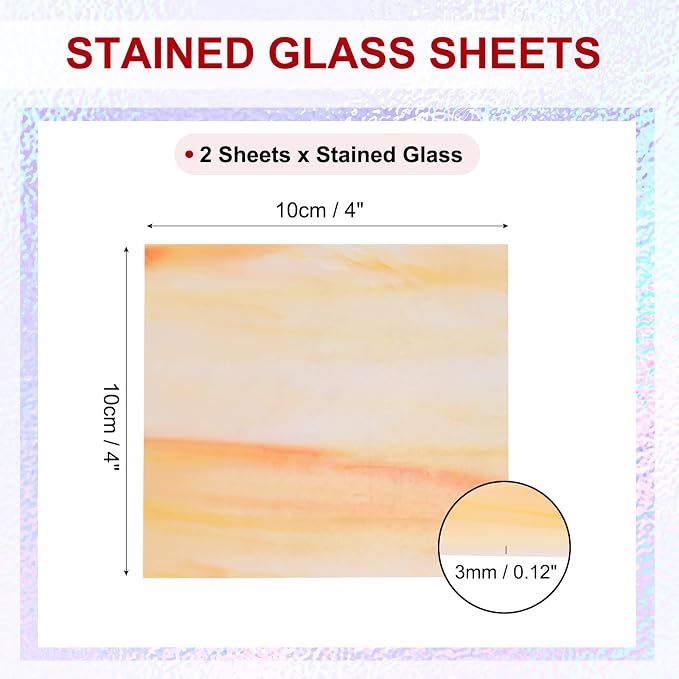 PATIKIL 4 x 4 Inch Transparent Stained Glass Sheets, 2 Sheets Mosaic Glass - Image 2