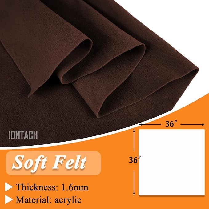 IONTACH 36" X 36" Brown Soft Felt Fabric 1.6mm Thick | Felt Sheets - Image 3