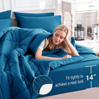 CozyLux Full Size Comforter Sets Teal, 7 Pieces Bed in a Bag, Teal Comforter - Image 5