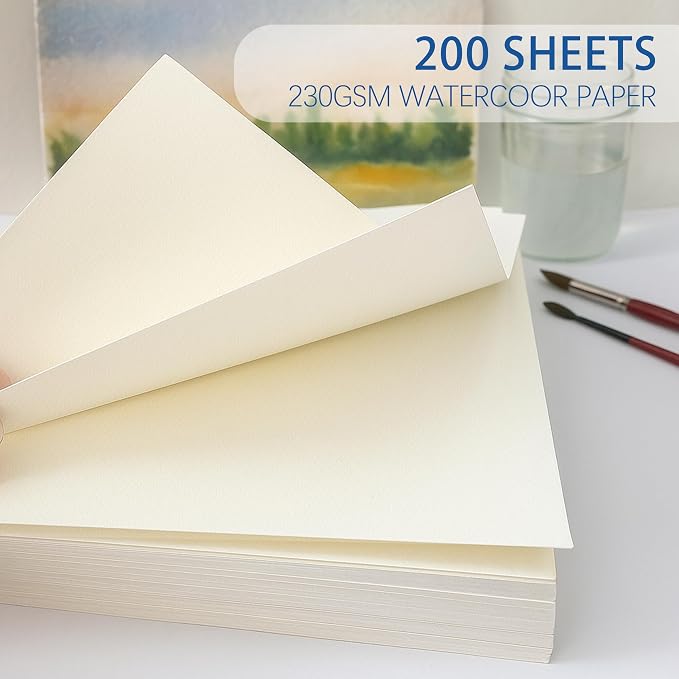 Threvortax 200 PCS Watercolor Paper 8.5x11 Inch 105LB/230GSM Cold Press Water - Image 2