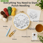 Minlend DIY Punch Needle Kit for Beginners – Highland Cow & Daisies Embroidery - Image 2