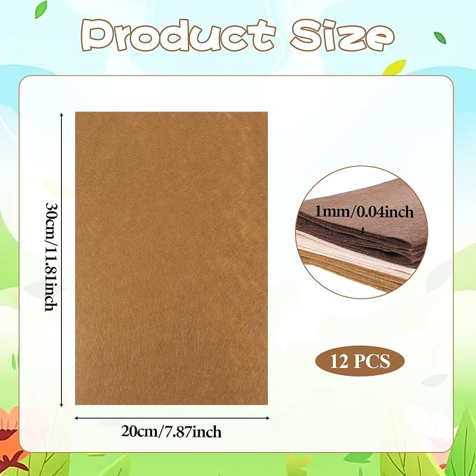 12 Pcs Felt Sheets, 7.8"×11.8" 1mm Thick Soft Felt Fabric Sheet, 3 Assorted - Image 2