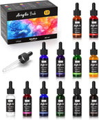 Nicpro 12 Colors Acrylic Ink for Artists, 1-oz Bottle by Nicpro