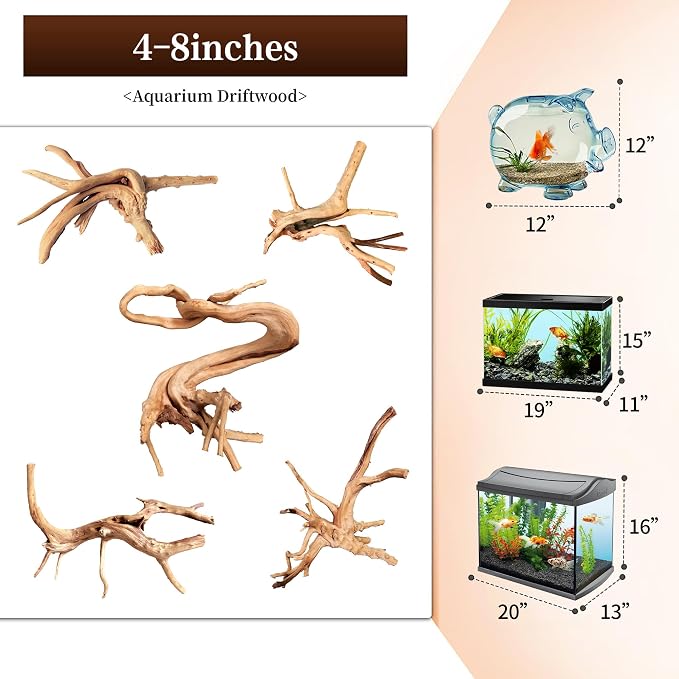 majoywoo Natural Driftwood for Aquarium Decor Fish Tank Decorations, Reptile - Image 2