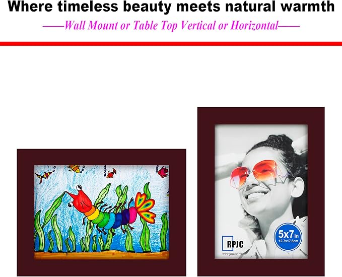 RPJC 5x7 inch Picture Frame Made of Solid Wood High Definition Glass - Image 5