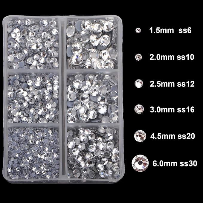4000pcs Mixed Size Hot Fix Round Crystals Gems Glass Stones Hotfix Flat Back - Image 3