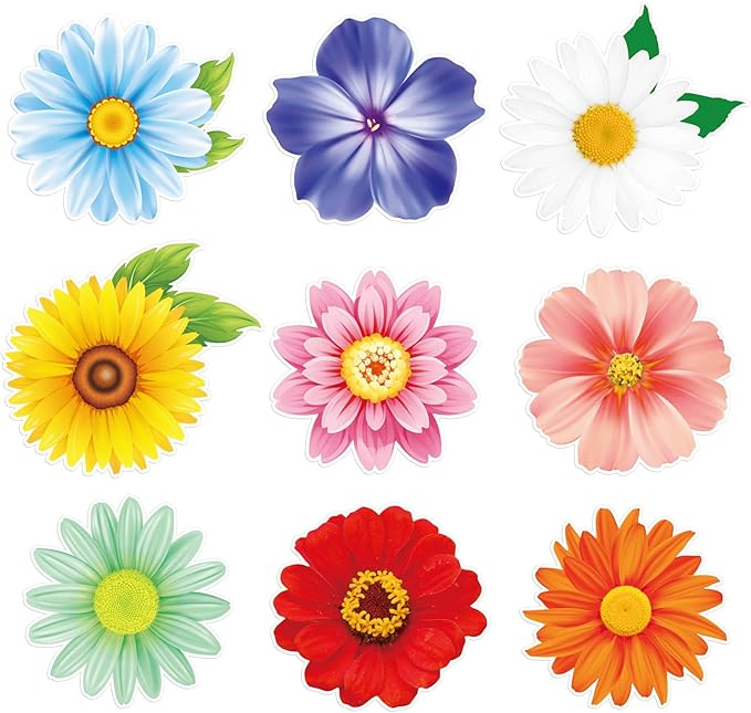 54Pcs Spring Flower Cutouts Bulletin Board Decorations Summer Floral Paper by PAIVSUN