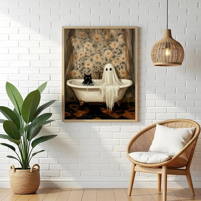 VeGuude Diamond Art Kits for Adults, Full Drill Black Cat Cute Ghost Diamond - Image 2