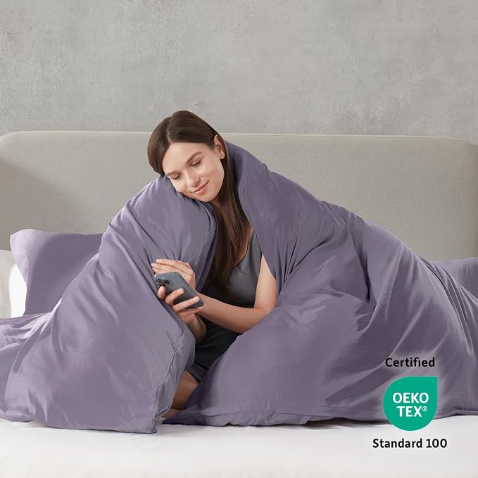 Nestl Grayish Purple Duvet Cover Queen Size - Image 3