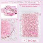 qiipii 7200PCS 3mm Small Light Pink AB Half Round Pearls Gems - Image 2