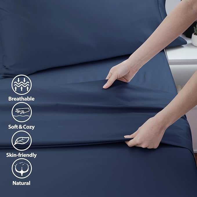 Cotton Twin Flat Sheet Only, 600 Thread Count 100% Egyptian Cotton Top Sheet - Image 3