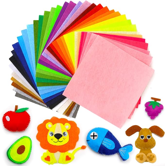 IOOLEEM Felt Sheets, 36 Colors, Pre-Cut Craft Felt Fabric Sheets by IOOLEEM