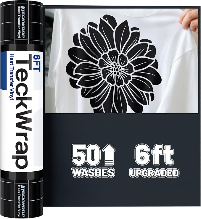 TECKWRAP Heat Transfer Vinyl for T-Shirts, 50+ Washes, REACH Certified & Dryer by TECKWRAP
