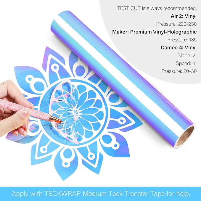 TECKWRAP Holographic Chrome Vinyl Permanent Adhesive 12" x 60", Opal White - Image 2