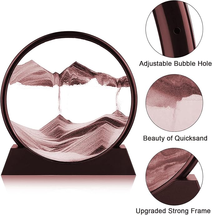 rysnwsu 3D Dynamic Sand Art Liquid Motion, Moving Sand Art Picture Round Glass - Image 3