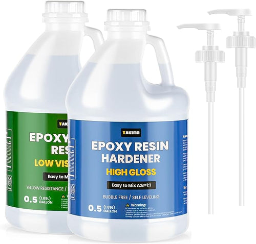 1 Gallon Crystal Clear Epoxy Resin Kit, High Gloss Bubble Free Resin by TAKIMO
