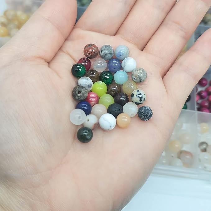 720pcs 6mm Natural Round Stone Beads Gemstone Beading Hole Size 1mm Crystal - Image 5