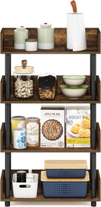 Furinno Turn-N-Tube 4-Tier Toolless Display Rack, Amber Pine/Black - Image 6