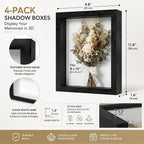 4 Pack 8x10Shadow Box Frame Set, Deep Wood Display Case - Image 2