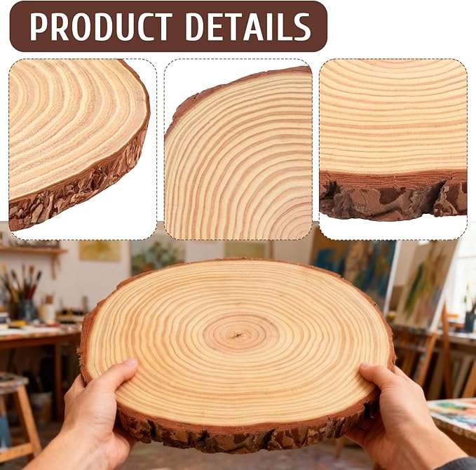 FSWCCK 2 Pack Nature Unfinished Round Wood Slices, 11-13 Inches Wooden Circle - Image 7