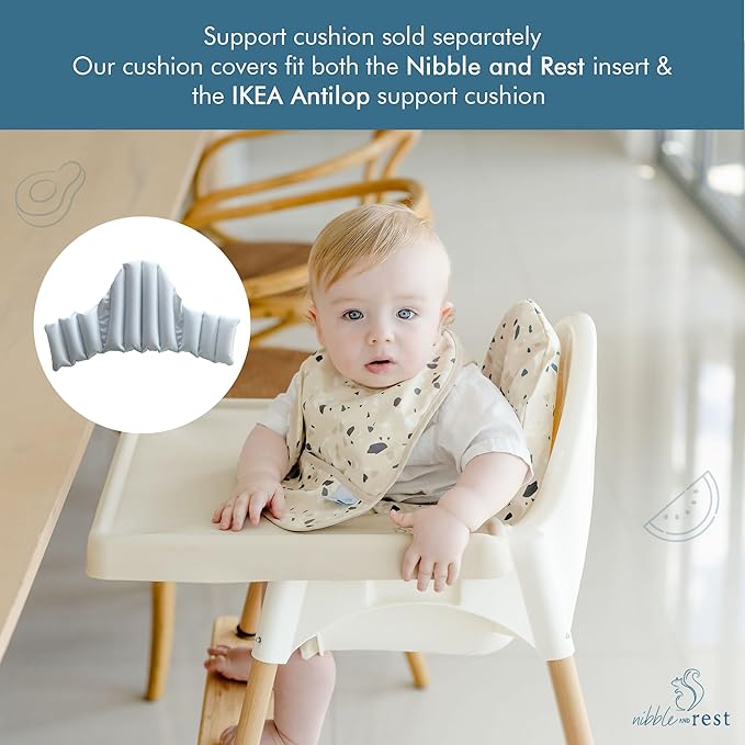 Nibble and Rest Highchair Cushion Cover for Inflatable Cushion, Compatible for IKEA Antilop Highchair, Accessories Stain-Proof and Wipeable Cover (Cushion NOT Included)(Strawberries)