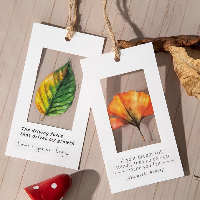 90PCS Leaf PET Stickers — Botanical Designs from Tropical Green to Autumn Maple - Image 7