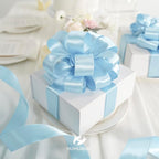 HUIHUANG Baby Blue Satin Wired Ribbon 1-1/2 inch Blue Wire Edge Ribbon - Image 3