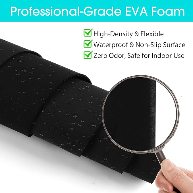 STEFORD 2 Pack EVA Foam Roll, 2mm Thick Black Cosplay Foam Sheet 13.5x49 in - Image 3