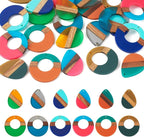 FASHEWELRY 24Pcs Mixed Color Resin Wood Earring Charms Round Wooden Earring by FASHEWELRY