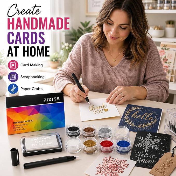 Embossing Kit with Heat Tool Bundle, Embossing Powders, Complete Embossing - Image 4