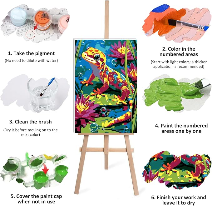 Lxmsja Colorful Gecko Paint by Numbers Kit - Image 7