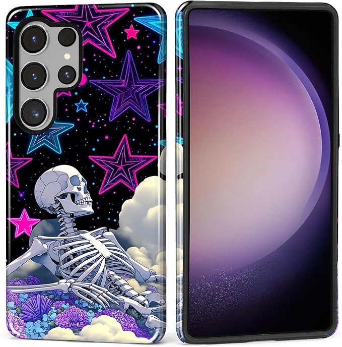 for Samsung Galaxy S25 Ultra Case, Skull Star Collage Pattern Glossy 2 in 1 by Teonvpu