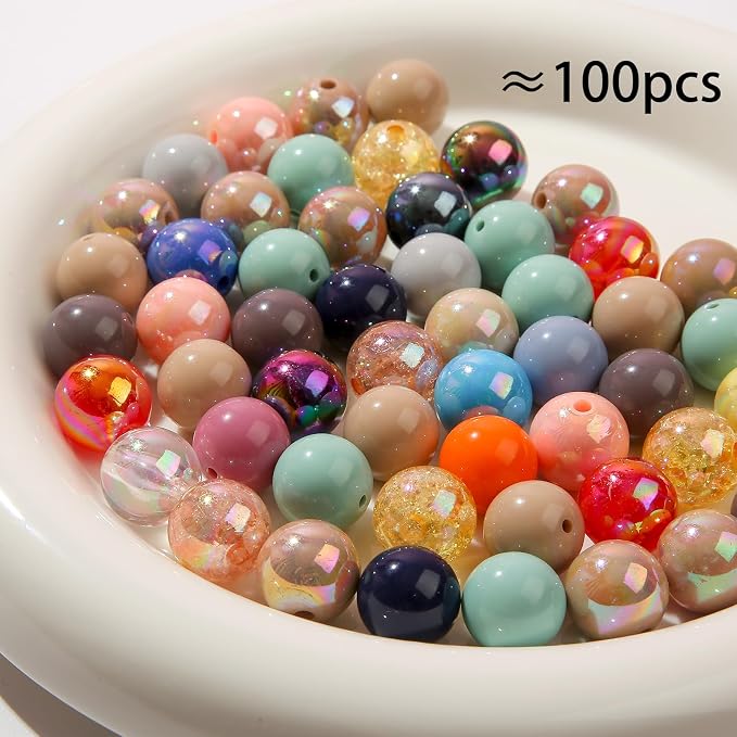 16mm Acrylic Beads Deep Ab Color Round Bead 100pcs Loose Space Beads - Image 2