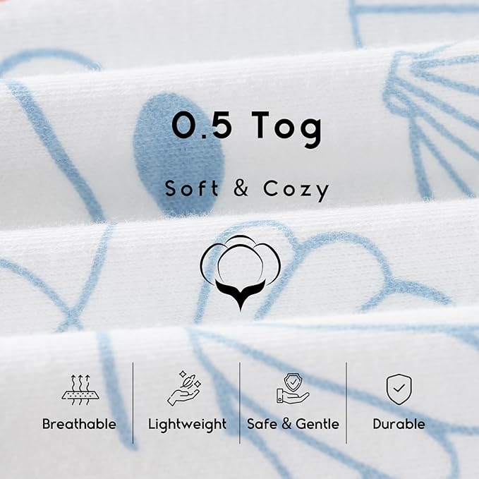 Yoofoss Baby Sleep Sack 6-12 Months 0.5 Tog Wearable Blanket for Baby, 3 Pack 100% Organic Cotton Infant Toddler Sleeping Sack 2-Way Zipper Lightweight Sleep Sack