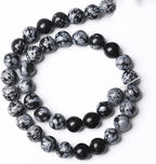 Natural Snowflake Obsidian Beads Round Loose Stone Energy Healing Gemstone Beads - Image 5