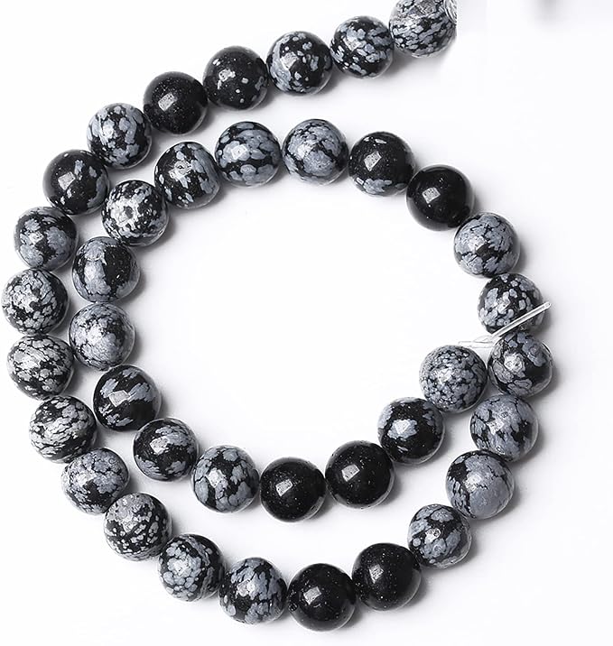 Natural Snowflake Obsidian Beads Round Loose Stone Energy Healing Gemstone Beads - Image 5