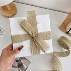 Burlap Ribbon 1-1/2 inch X 10 Yard Natural Linen Wired Ribbon | Linen Woven - Image 2