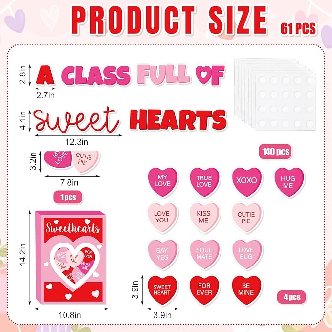 JarThenaAMCS Valentine' s Day Classroom Door Decoration Bulletin Board Set Red - Image 2