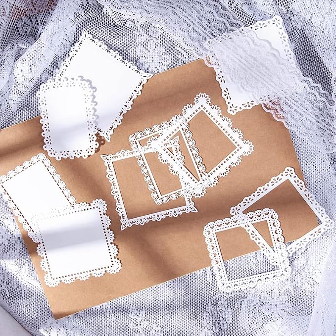 Diuhofart 60Pcs Large Scrapbook Embellishments Frame Lace Paper Cutout - Image 9